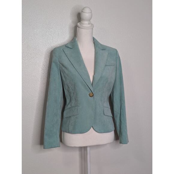 Vintage Petite Sophisticate Stretch Corduroy Blazer Jacket Size M Sea Foam Green - Picture 2 of 9